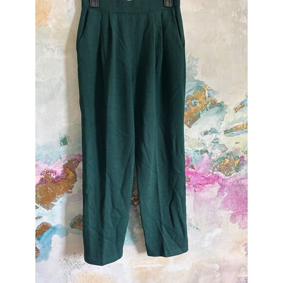 St.  John Evening Dark Green Santana Pleated Pants Size 6 - Picture 3 of 5